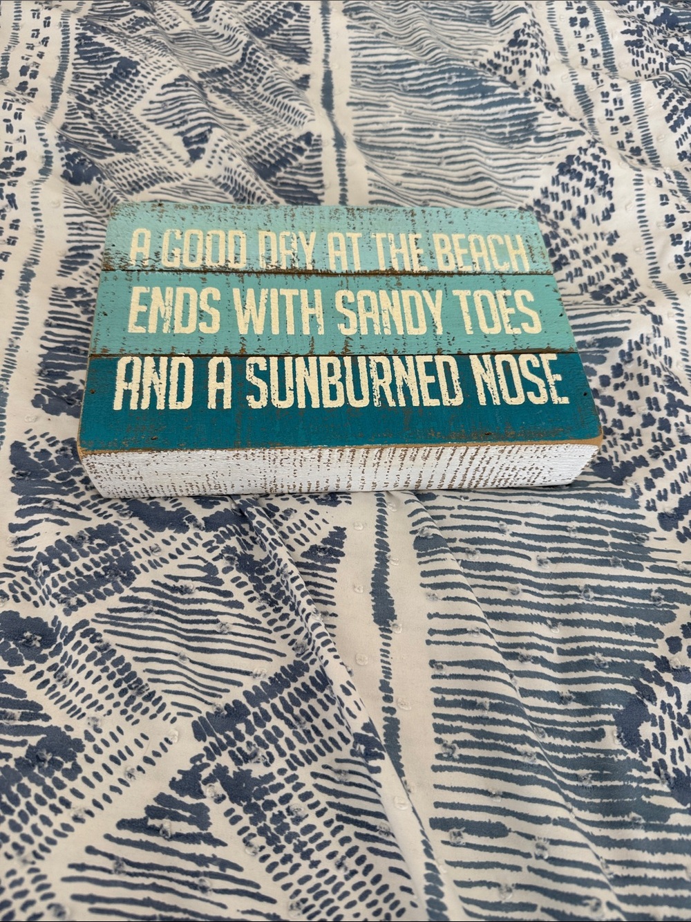 Beach Sentiment Decorative Block Sign - Teal Blue